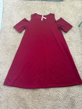Blue Vanilla Juniors’ Cold-Shoulder A-Line Dress